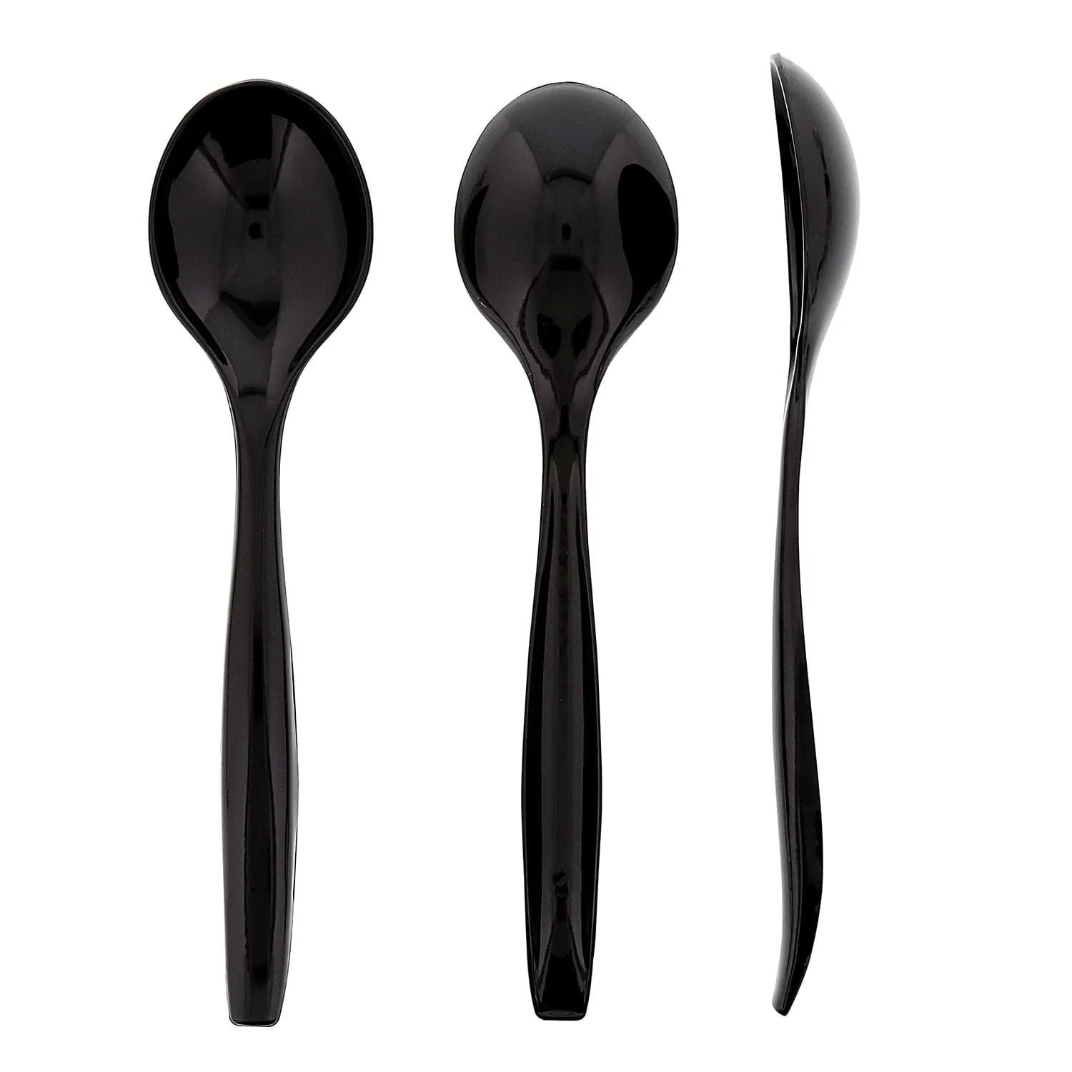 10" Polystyrene Black Individually Wrapped Serving Spoons, Case of 144
