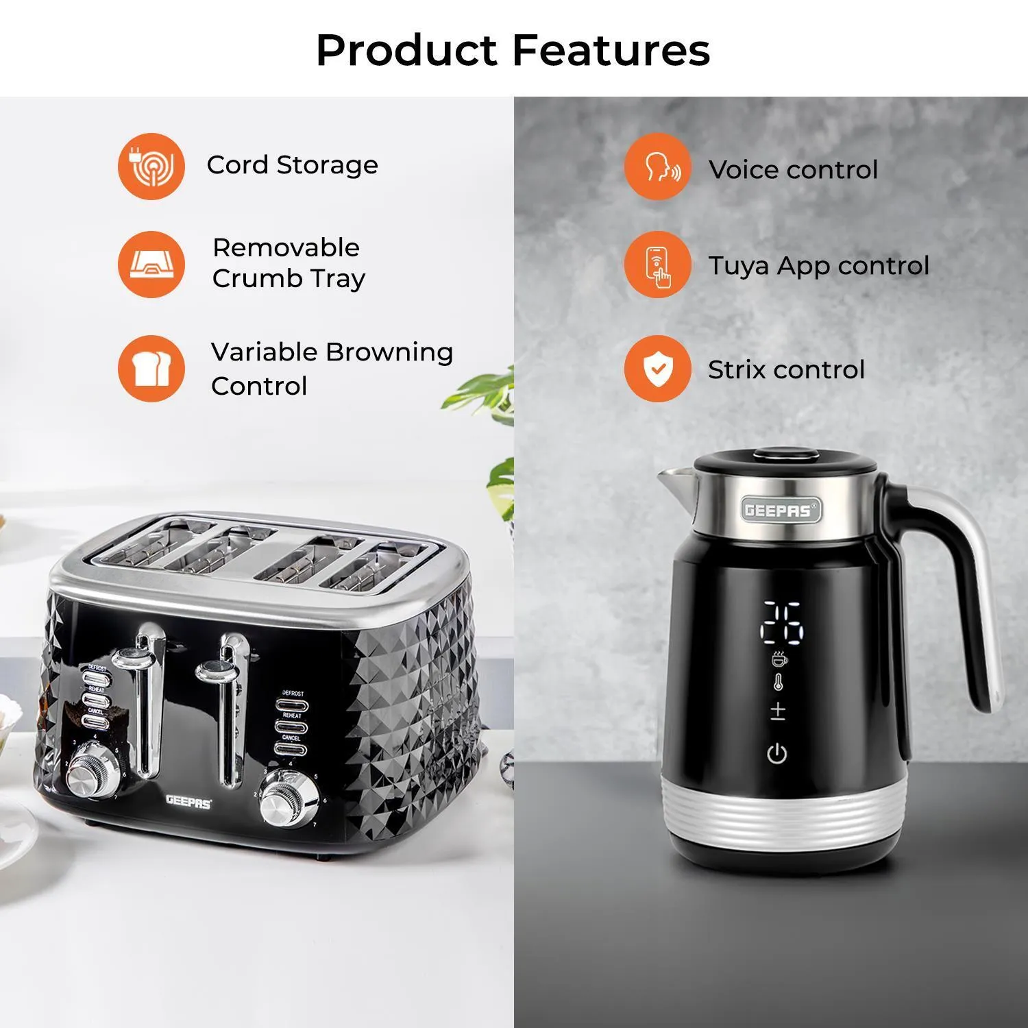 1.7L Alexa Smart Kettle & 4-Slice Toaster Combo Set