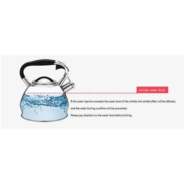 3L Stainless Steel Modern Whistling Kettle Black