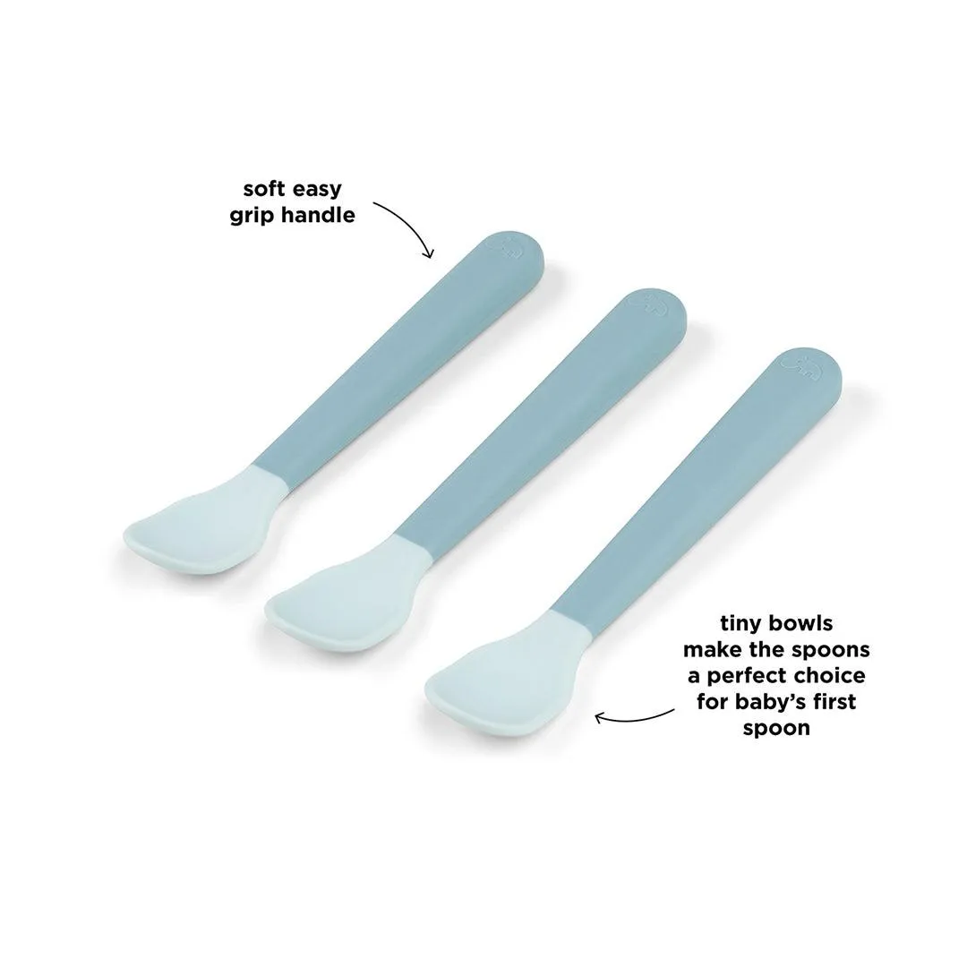 Done by Deer Foodie Easy Grip Baby Spoon - 3 Pack - Blue