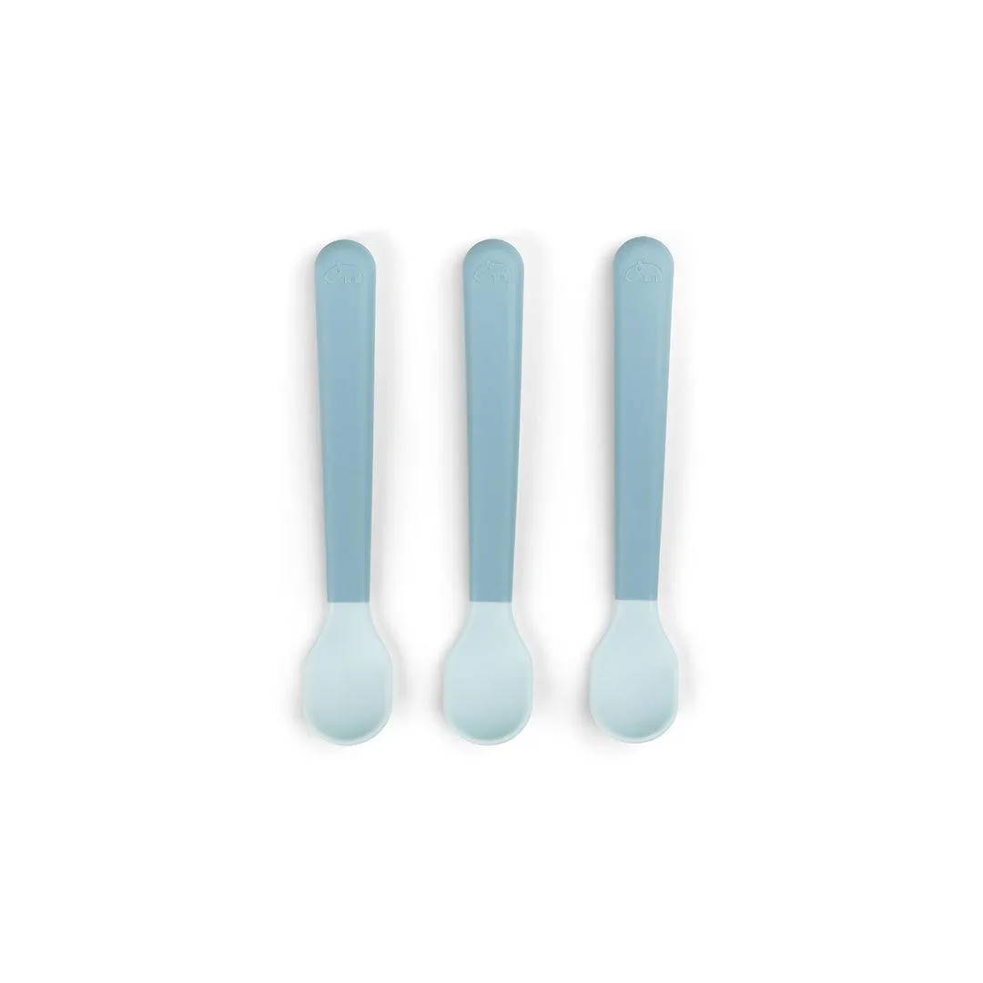 Done by Deer Foodie Easy Grip Baby Spoon - 3 Pack - Blue