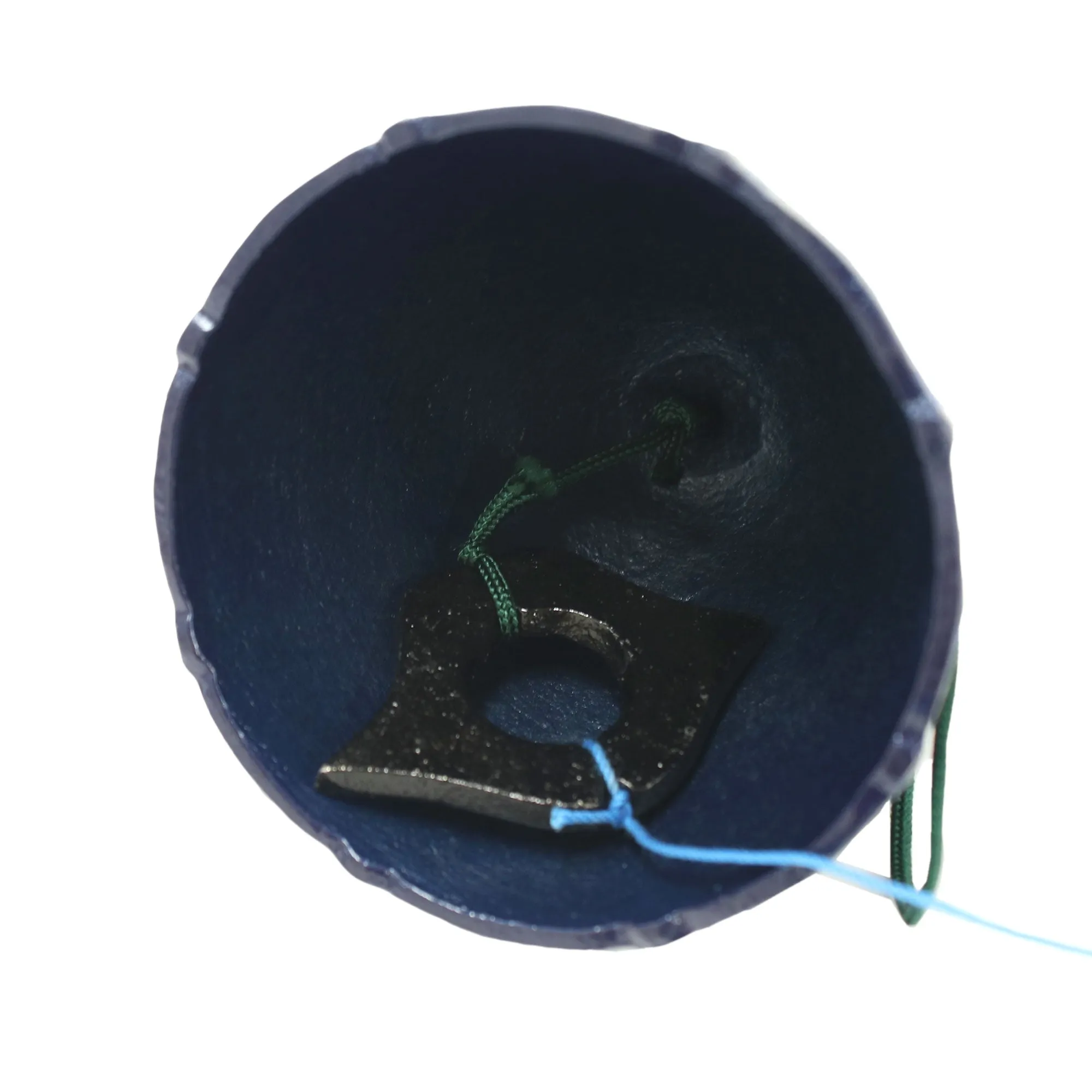 Furin,Japanese Wind Chime Nanbu Cast Iron Handcraft, Navy Bell with  Drop-Shaped Pattern