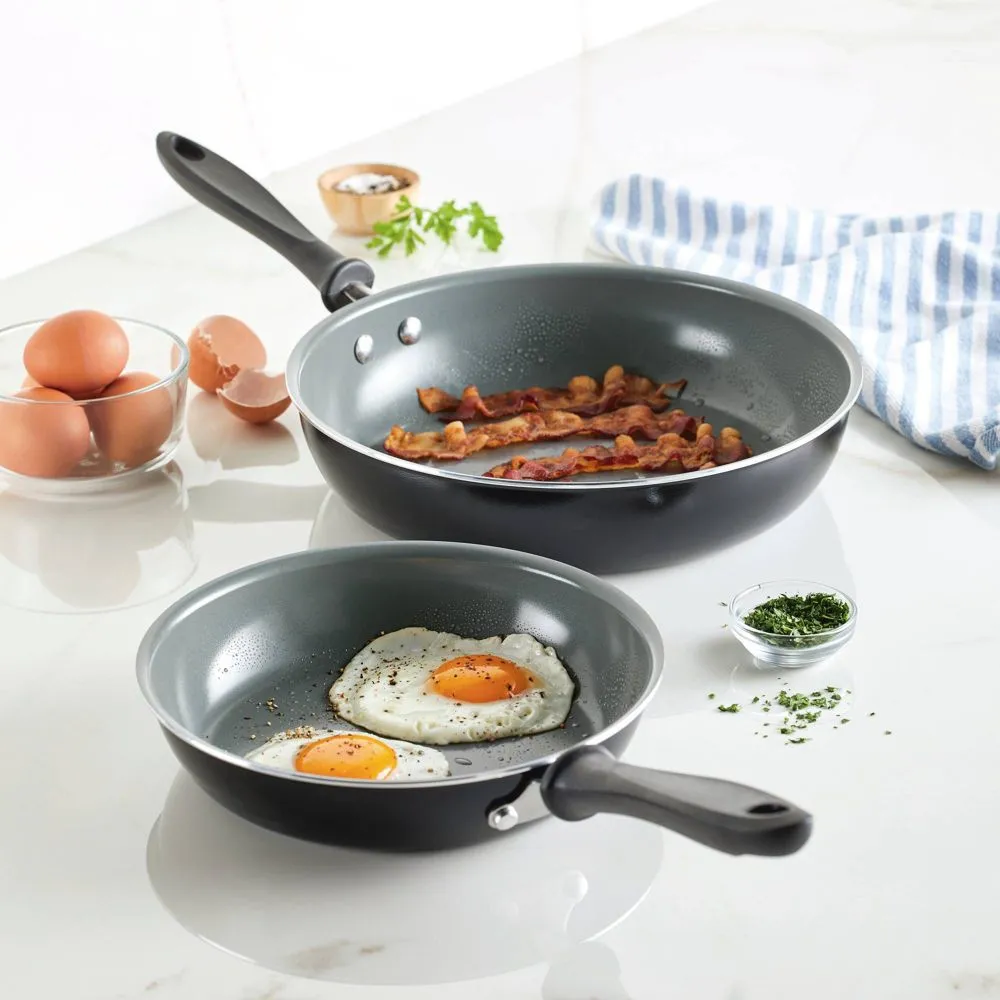 Open Box - Farberware Pro 9" 11" Nonstick Ceramic Twin Pack Skillets Black/Gray